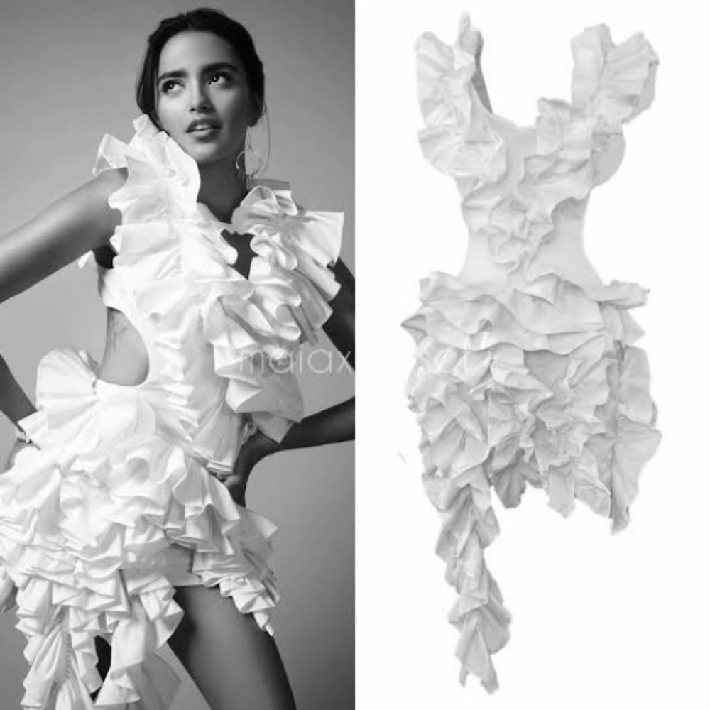 Aknvas White Ruffle Mini Dress - Picture 2 of 15